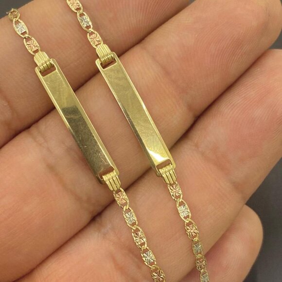 Baby ID Bracelet 5.5 Curb Link Children 10K Gold Real Pulsera Oro Real Bebés - Picture 7 of 7